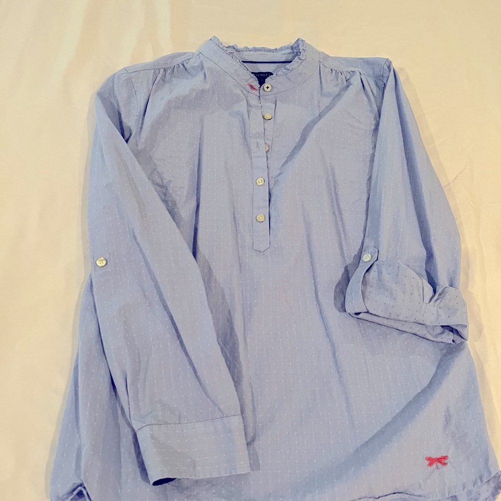 Talbots Ladies Tunic Light Blue w Soft Pink Design